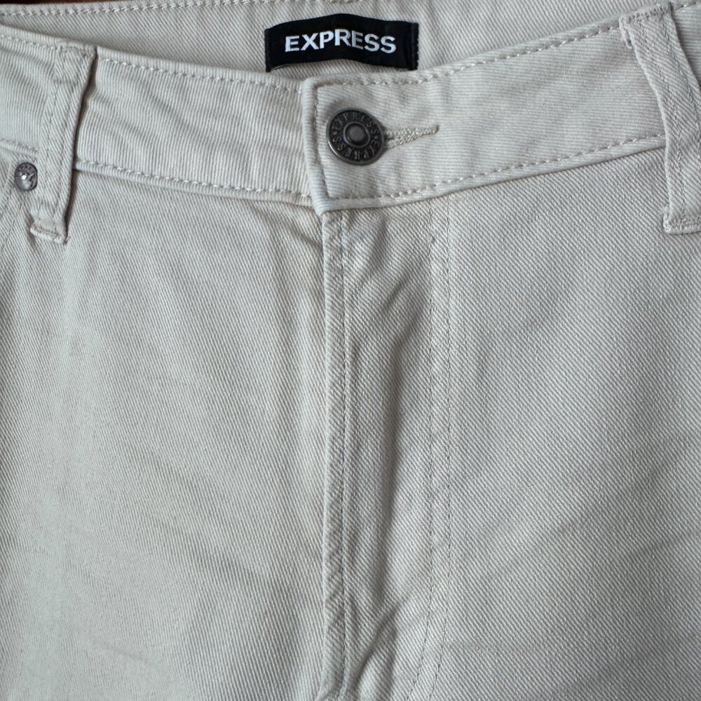 Express #5 Off White 5-Pocket Jeans 34 x 30 Slim - Picture 3 of 15
